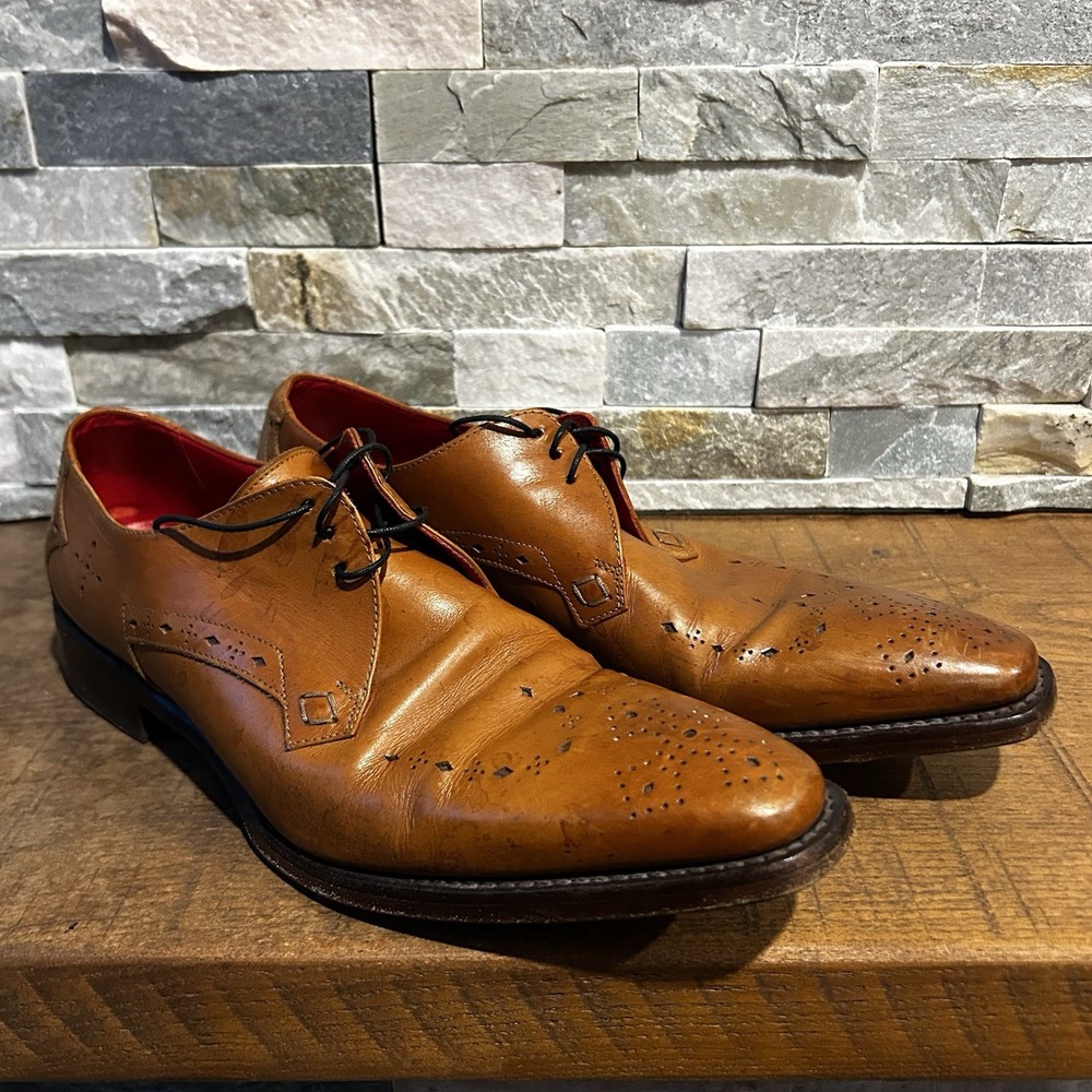 Jeffery West Brown England Made Leather Dress Shoes Size 8 Derby